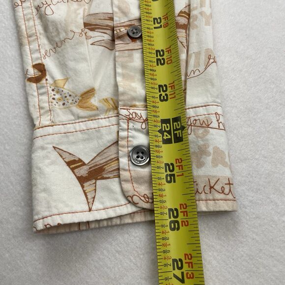 Desigual Mens Dress Button Up Shirt Trout Print Cream-M - Picture 10 of 12